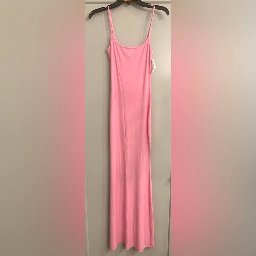 Skims Soft Lounge Long Slip Dress Cotton Candy Pink Size Large Barbiecore - Picture 11 of 13